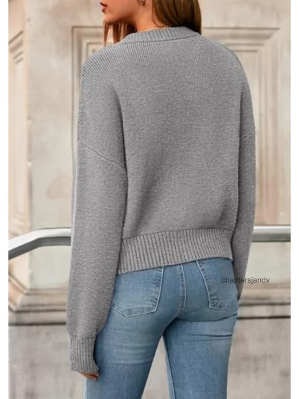 Chunky Knit Zipper Cardigan Sweater Open Front Loose Cropped Long Sleeve